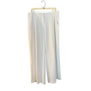 Liz Claiborne Woman White Trousers Dress Pants 14  Cuffed Wide Leg Career Office